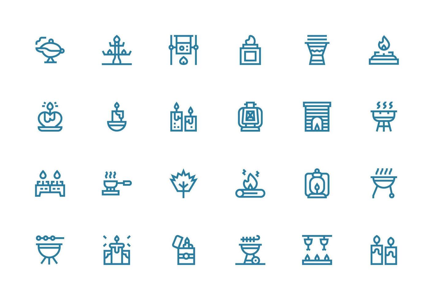 Flame Icon Collection with 24 Thick Line Line Designs Minimal Icon Set for Interface Projects vector