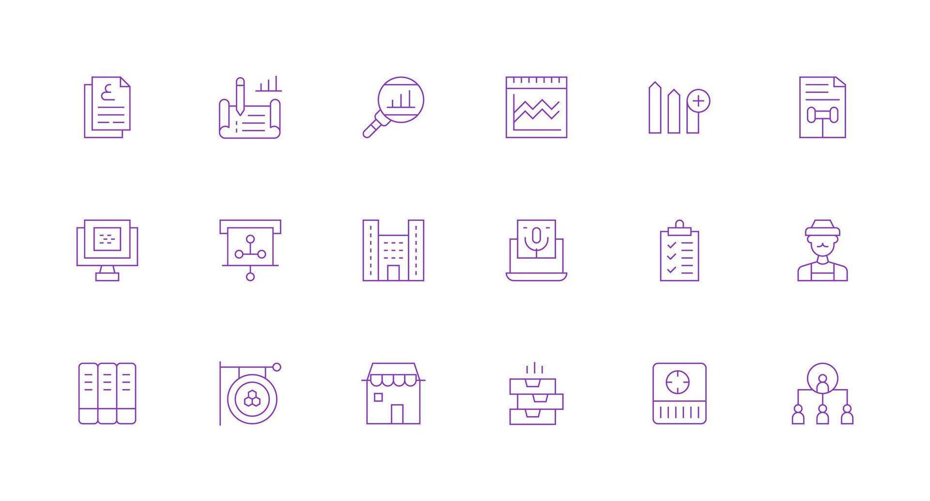 18 Icons for Business in Minimal Line Format Complete Icon Bundle for Web Design vector