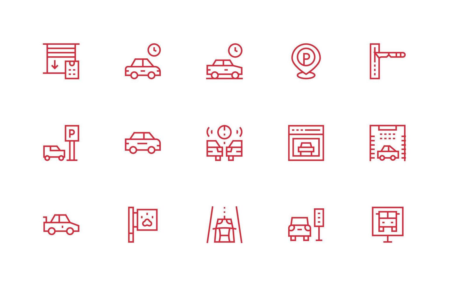 15 Icons for Parking in Regular Line Format Icon Pack for Various Themes vector
