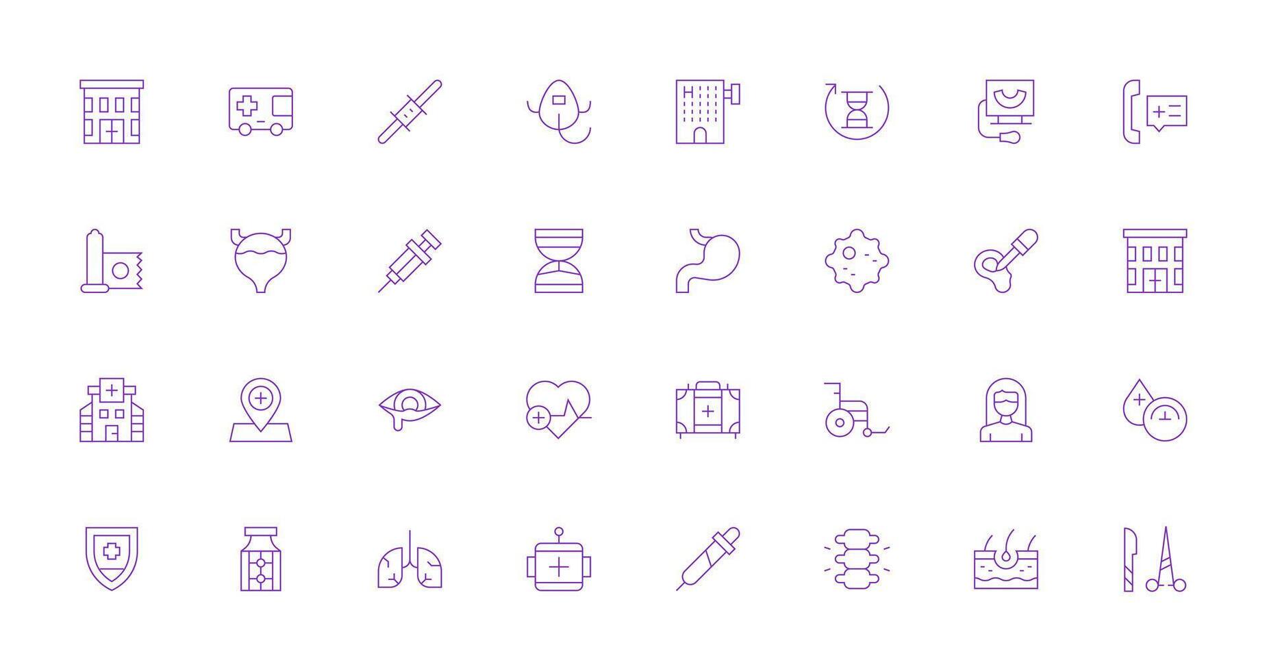 Medical Design Icons featuring 32 in Thin Line Style Essential Icons for Rapid UI Building vector