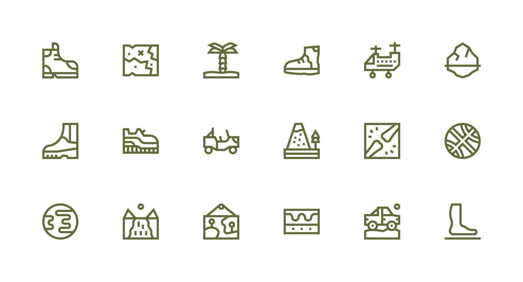 18 Icons for Terrain in Strong Stroke Line Format Complete Icon Bundle for Web Design vector