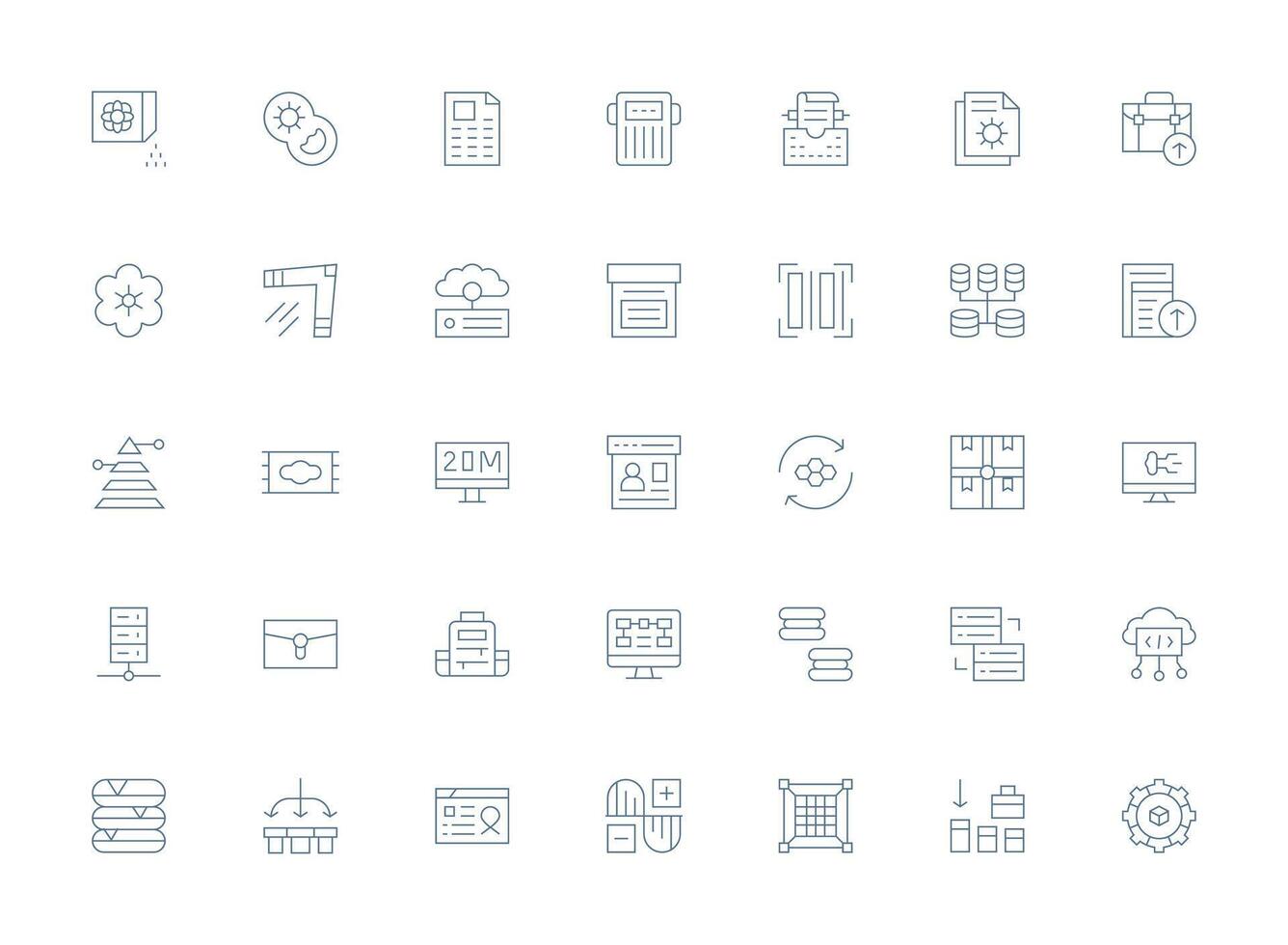 35 Light Line Icons for Data Management Graphics Smart Icon Collection vector