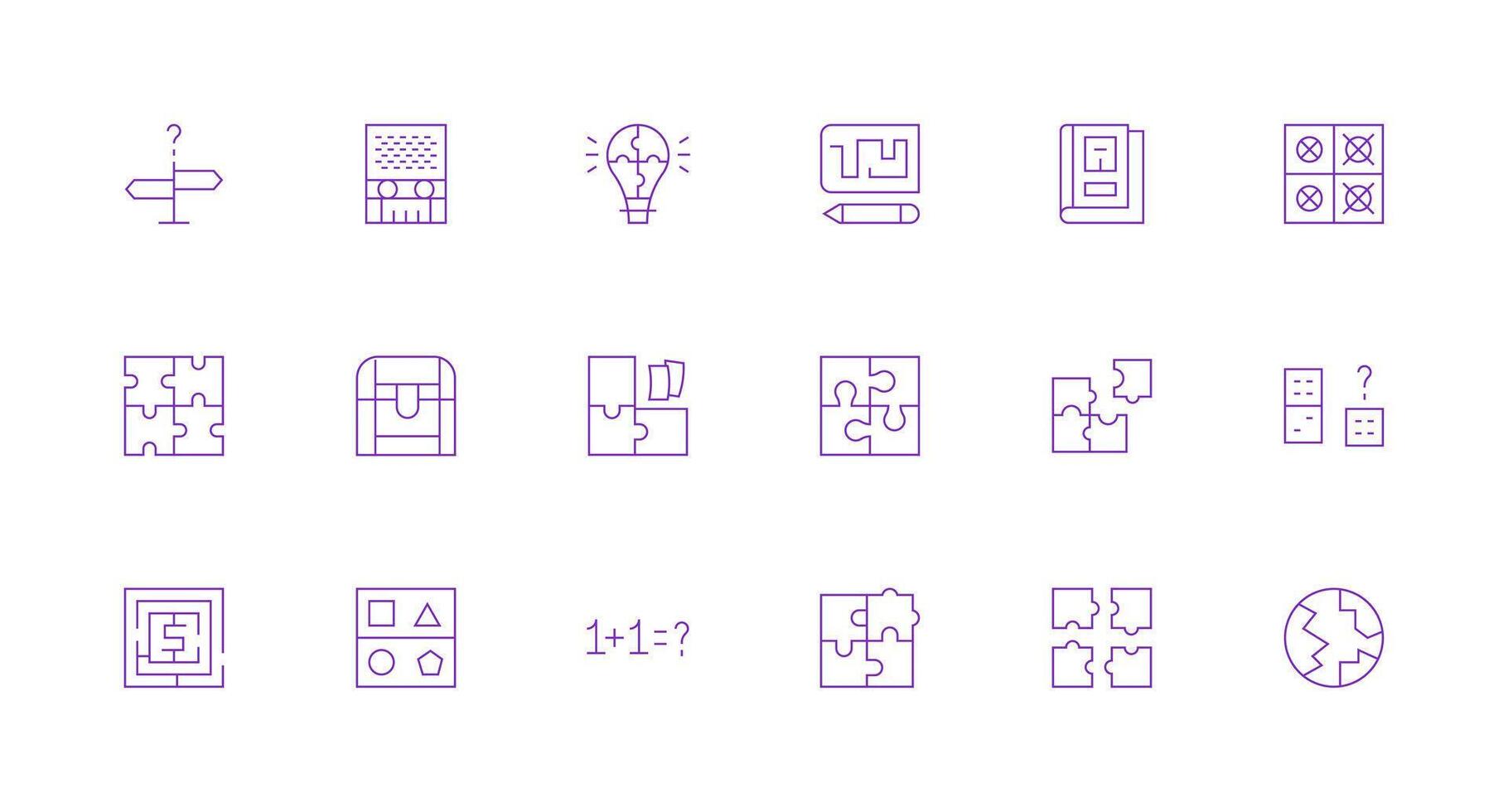 18 Minimal Line Designs for Puzzle Icons Clean Icon Set Icon Pack for UI Projects vector