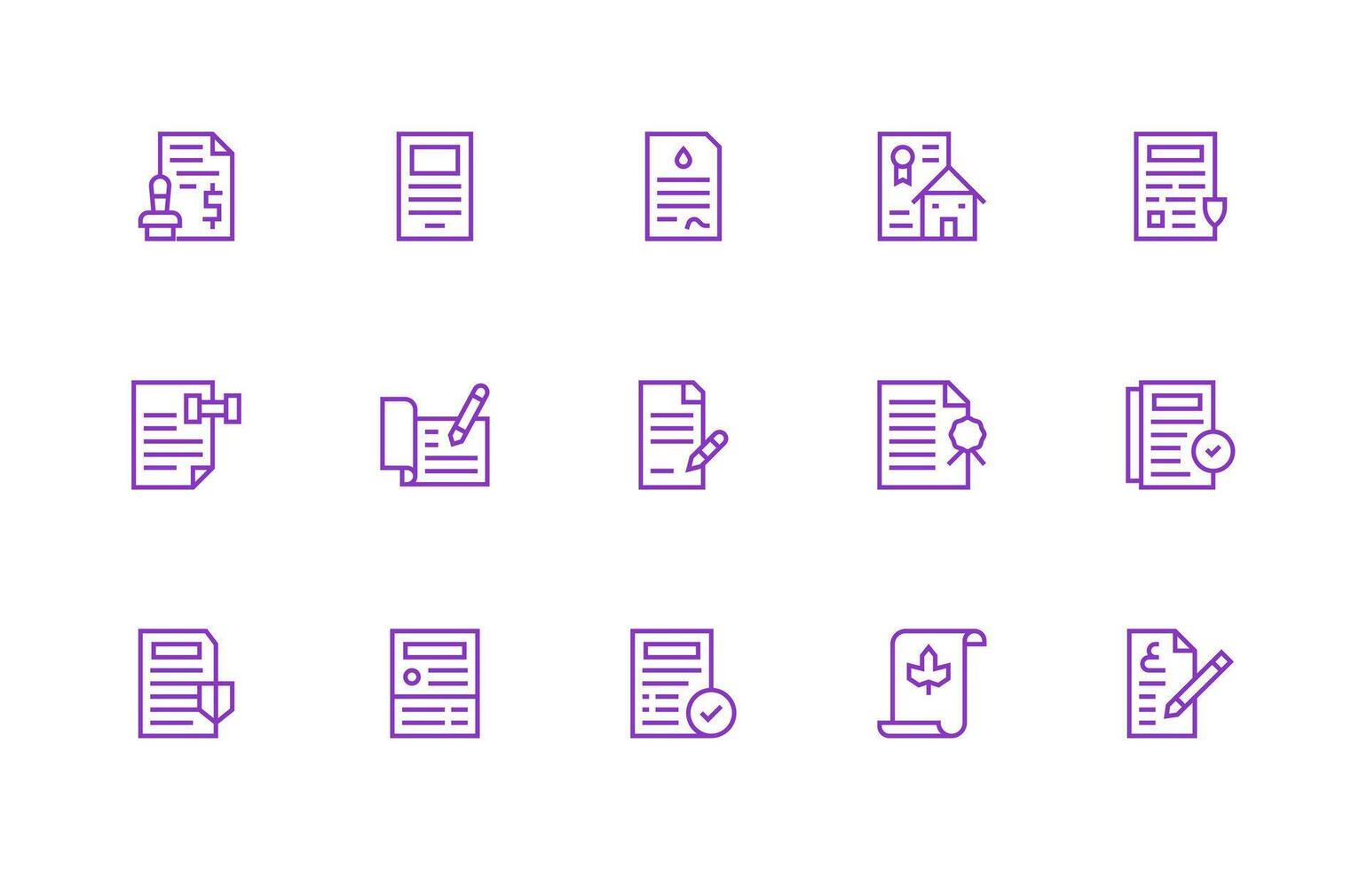 15 Regular Line Vectors for Legal Document Theme Balanced Icon Set for Functional Design