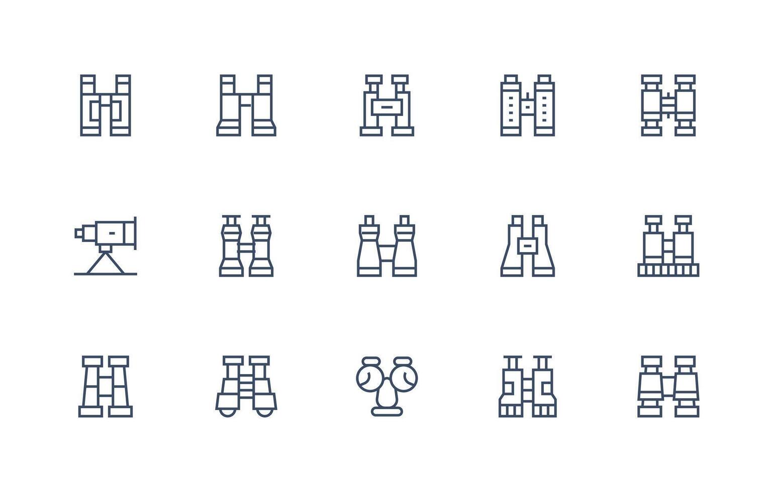15 Icons for Spotting Scope in Regular Line Format Web Icon Collection vector