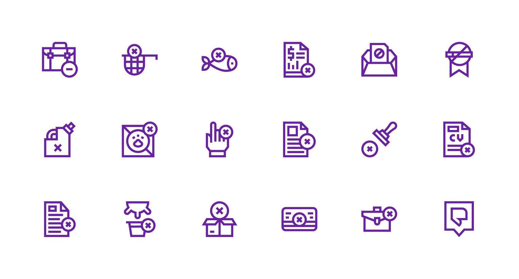 Not Accepted Icon Set with 18 Strong Stroke Line Graphics Clean Icon Set Icon Pack for UI Projects vector