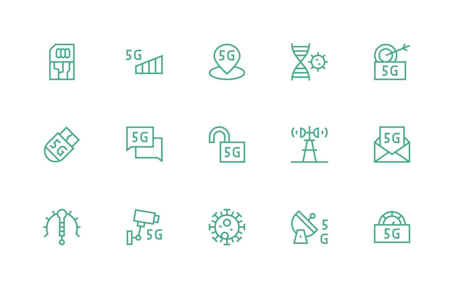 Regular Line Style Cellular Icons with 15 Vectors Responsive Icon Set for Flexible Layouts