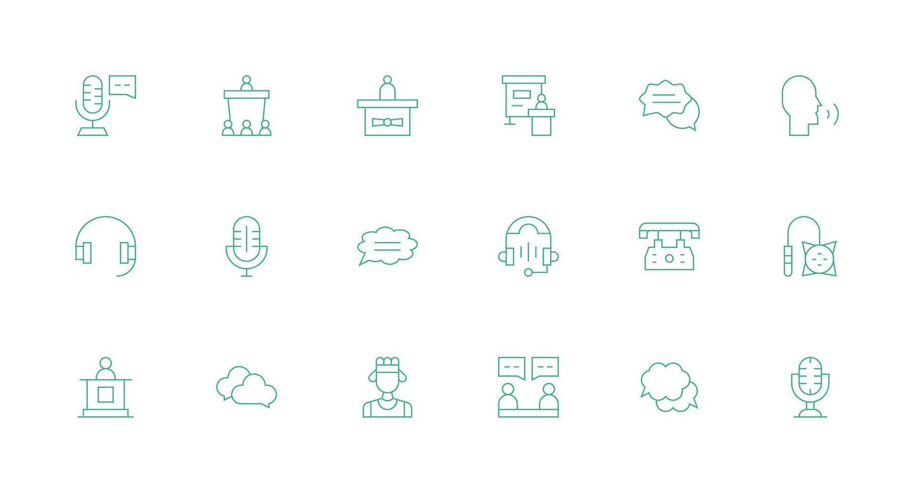 Talk Icon Set with 18 Minimal Line Graphics Essential Icon Collection vector