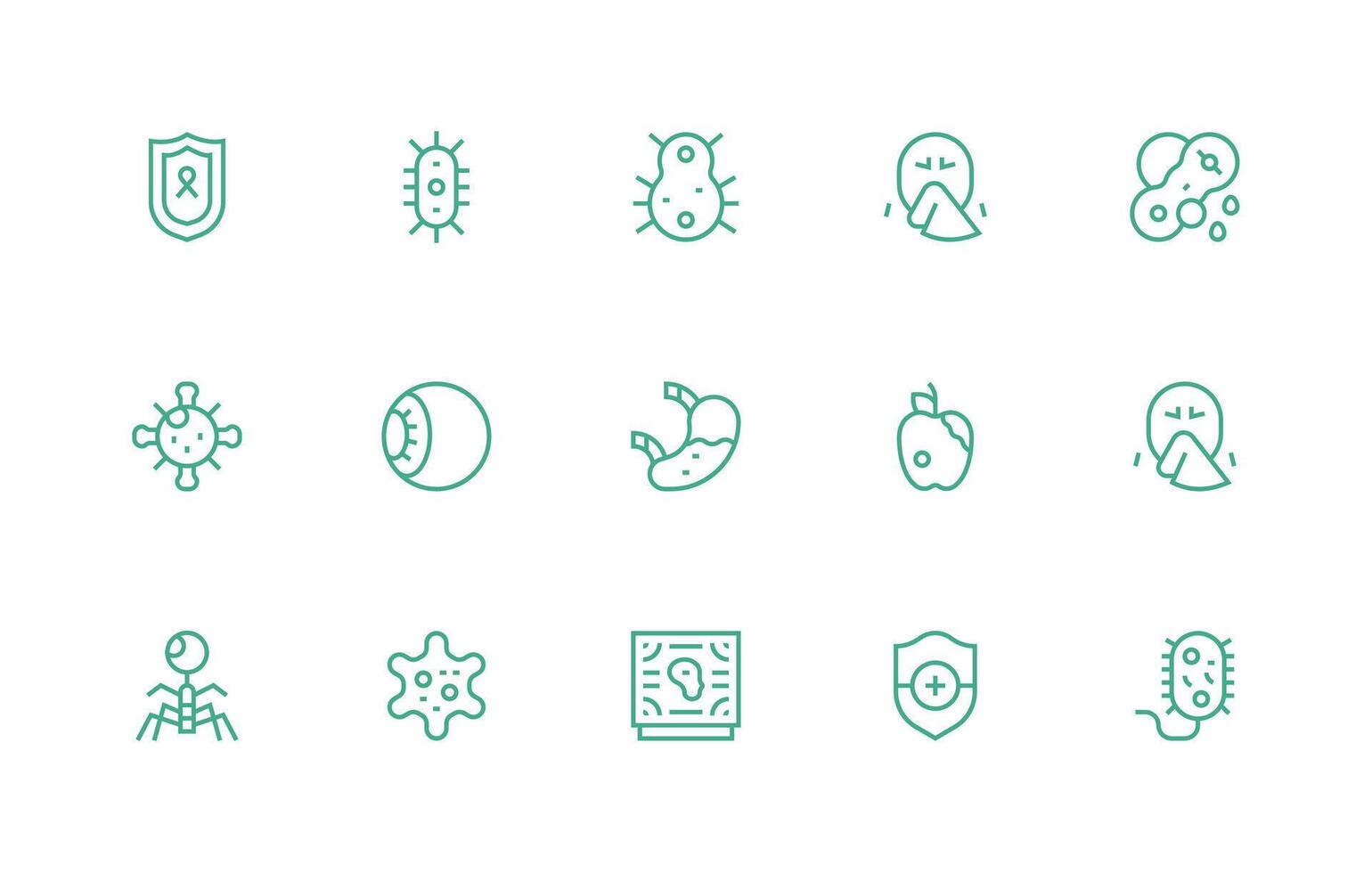 Disease Visual Pack containing 15 Regular Line Icons Balanced Icon Set for Functional Design vector