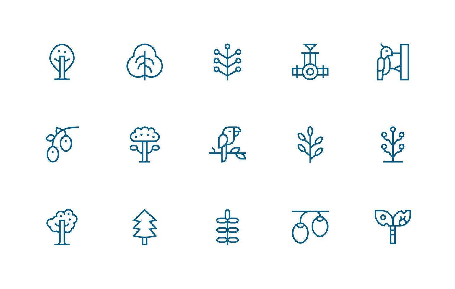Branch Visual Pack containing 15 Regular Line Icons Basic Icon Series vector