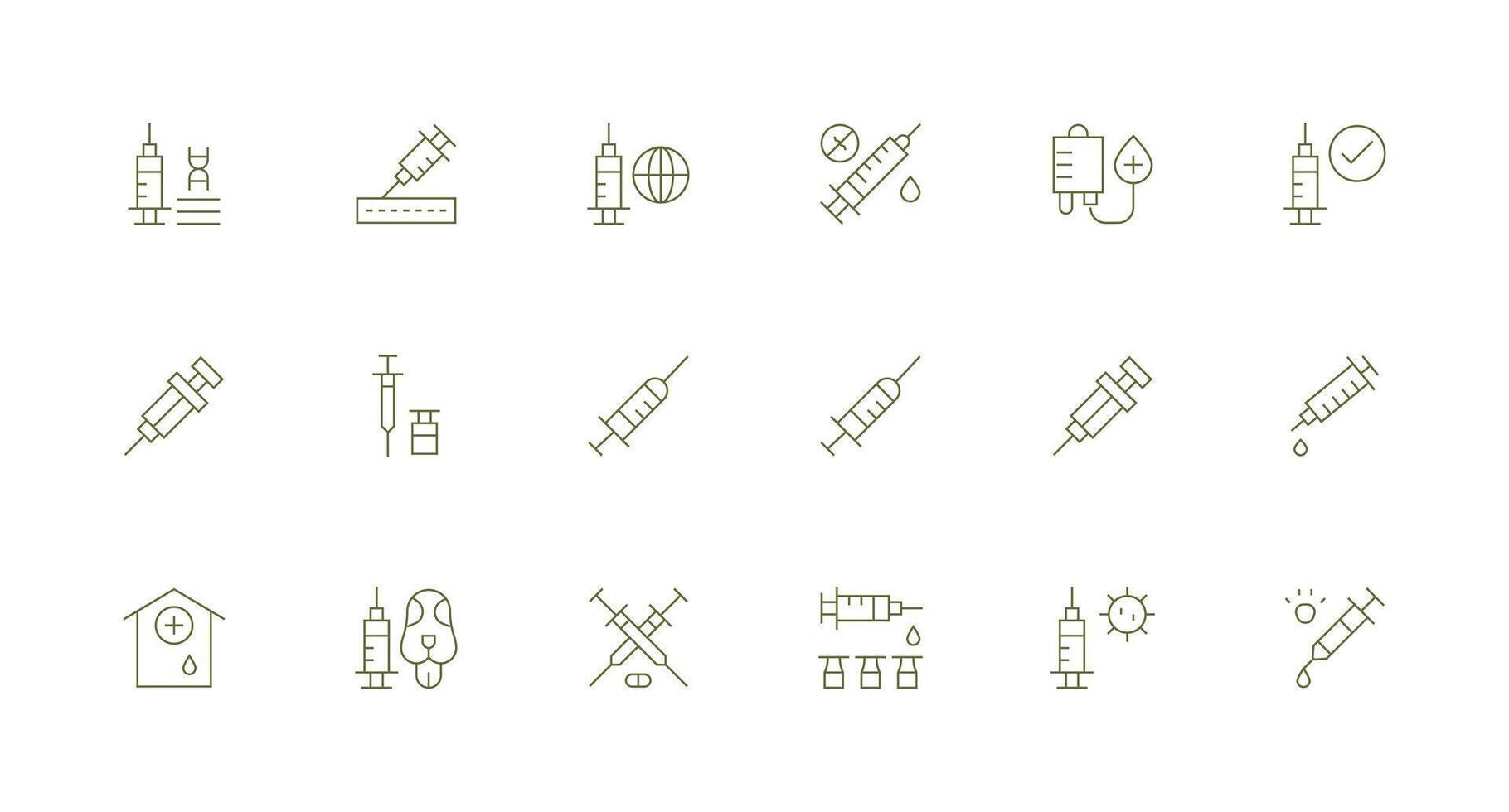 Minimal Line Style Vaccination Icons with 18 Vectors Web and App Icon Pack Collection