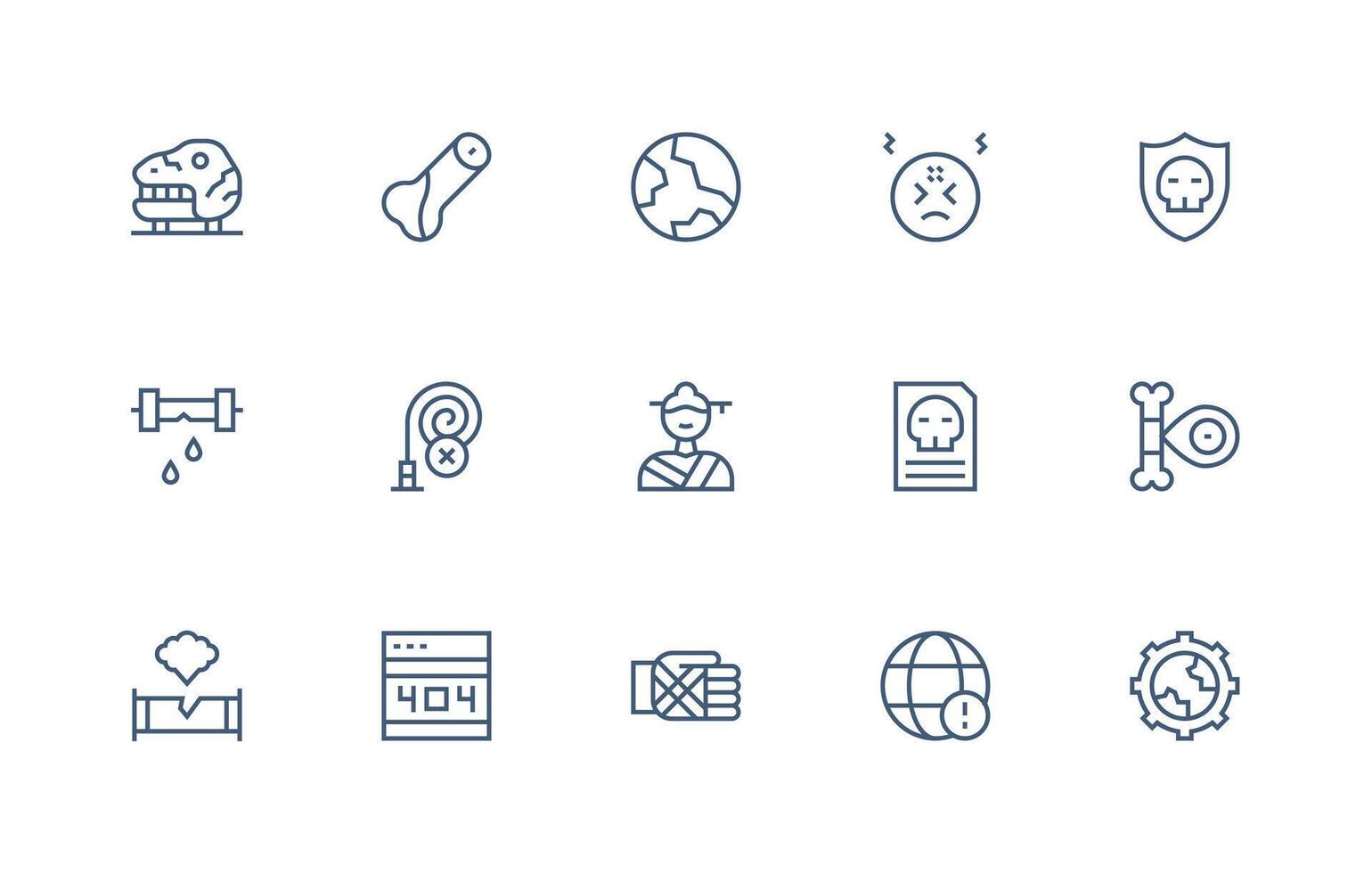 Regular Line Style Broken Icons with 15 Vectors Interface Icon Collection