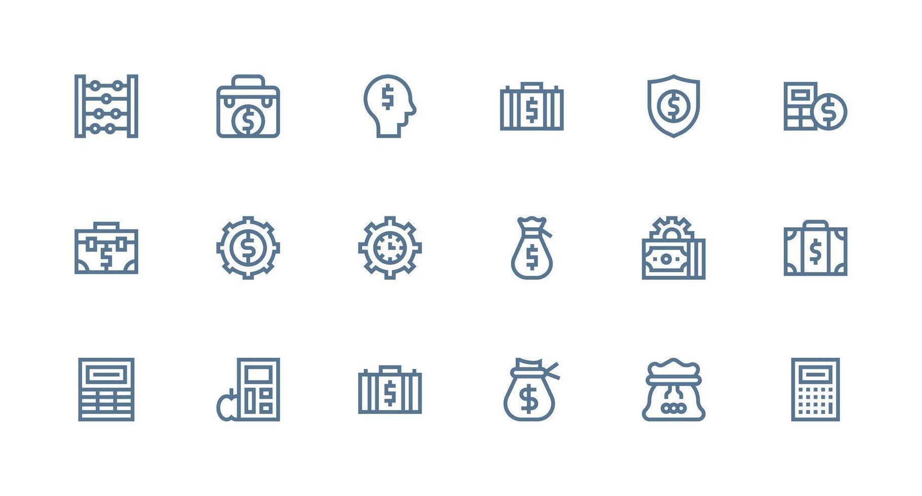 Budgeting including 18 Strong Stroke Line Illustrations Flexible Icon System for Web Interfaces vector