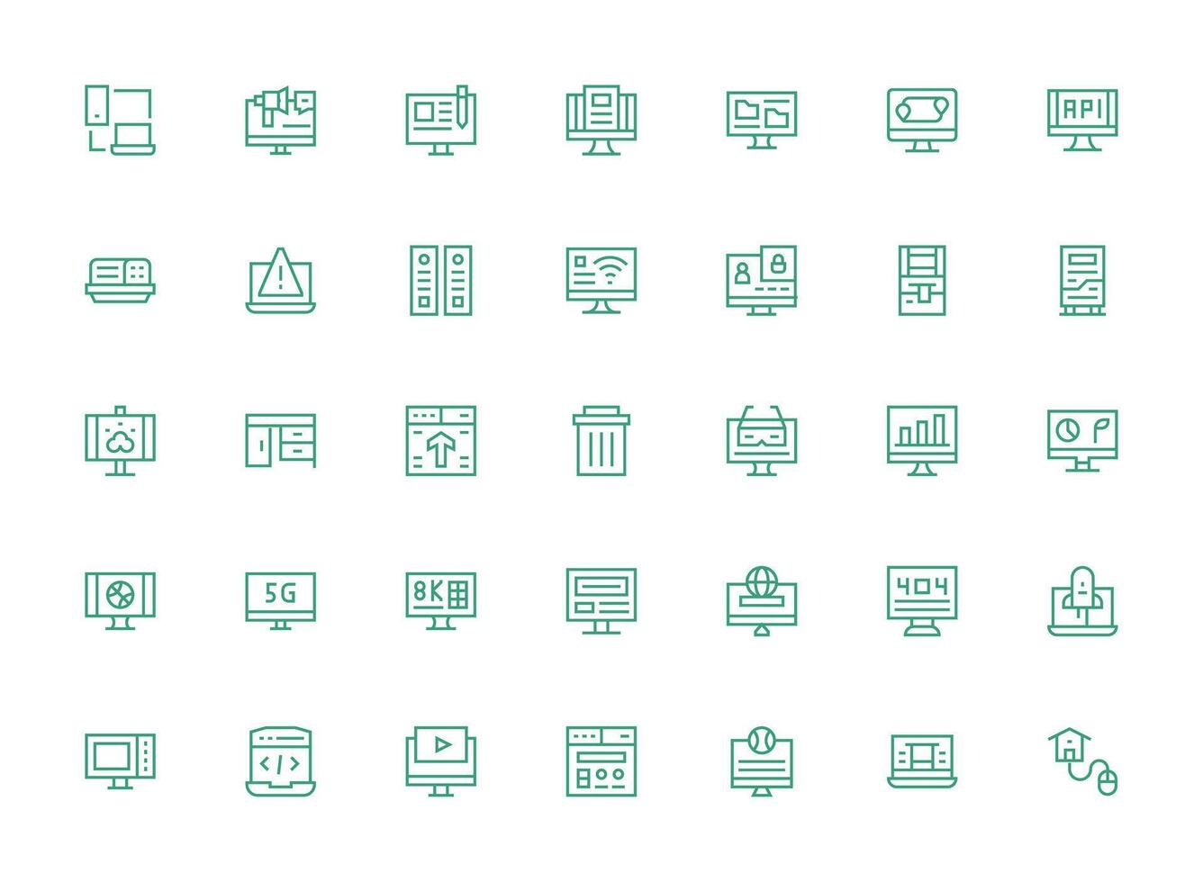 35 Icons for Computer in Regular Clean Line Format Digital Icon Collection vector