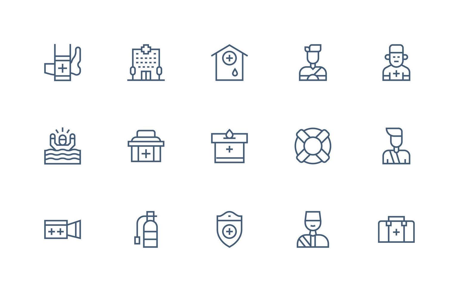 15 Icons for First Aid in Regular Line Format Reliable Icons for All Interfaces vector