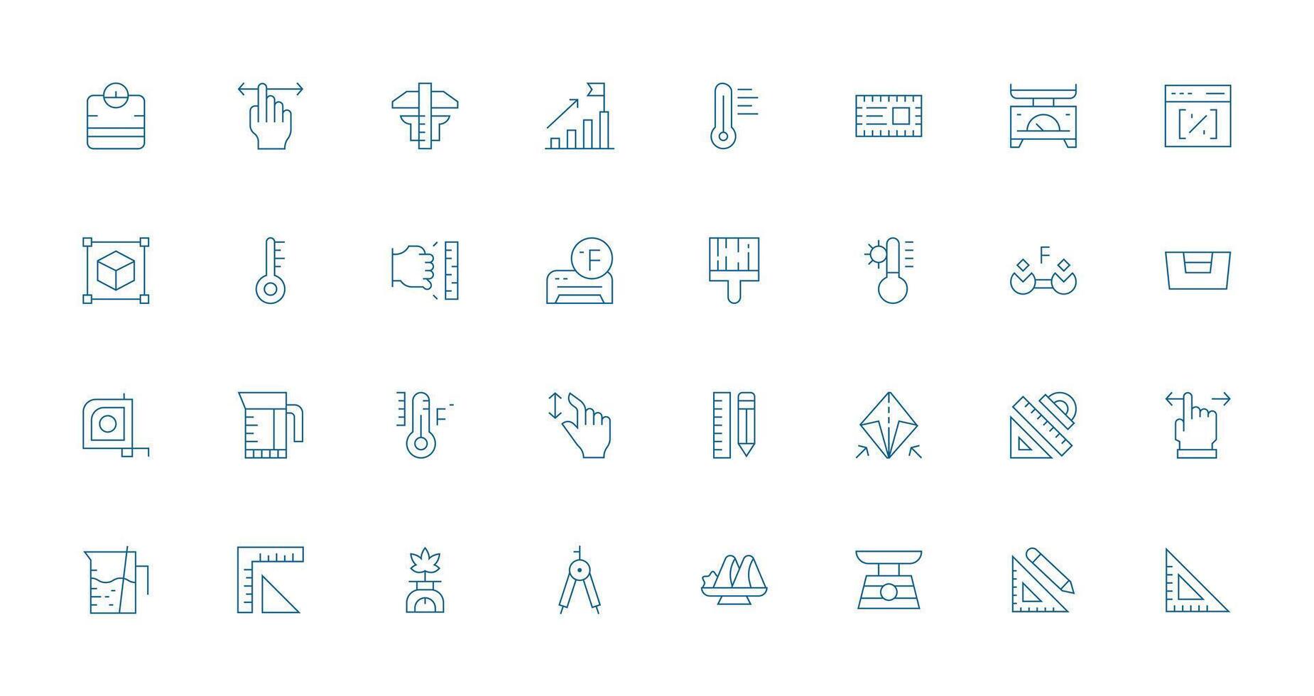 Scale Set with 32 Thin Line Icons Icon Pack for UI vector
