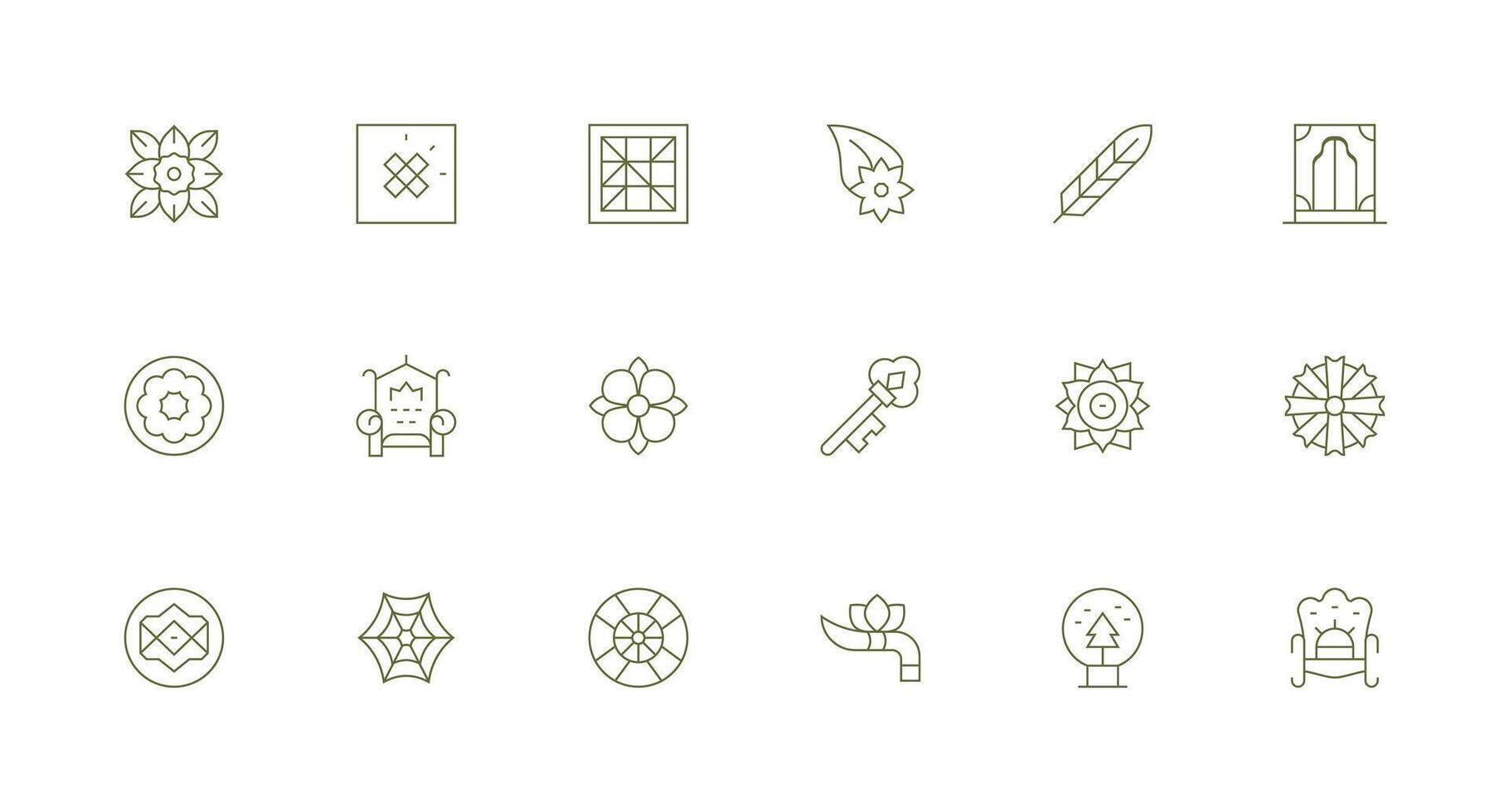 Ornate Icon Set with 18 Minimal Line Graphics Interface Icons for Daily Use vector