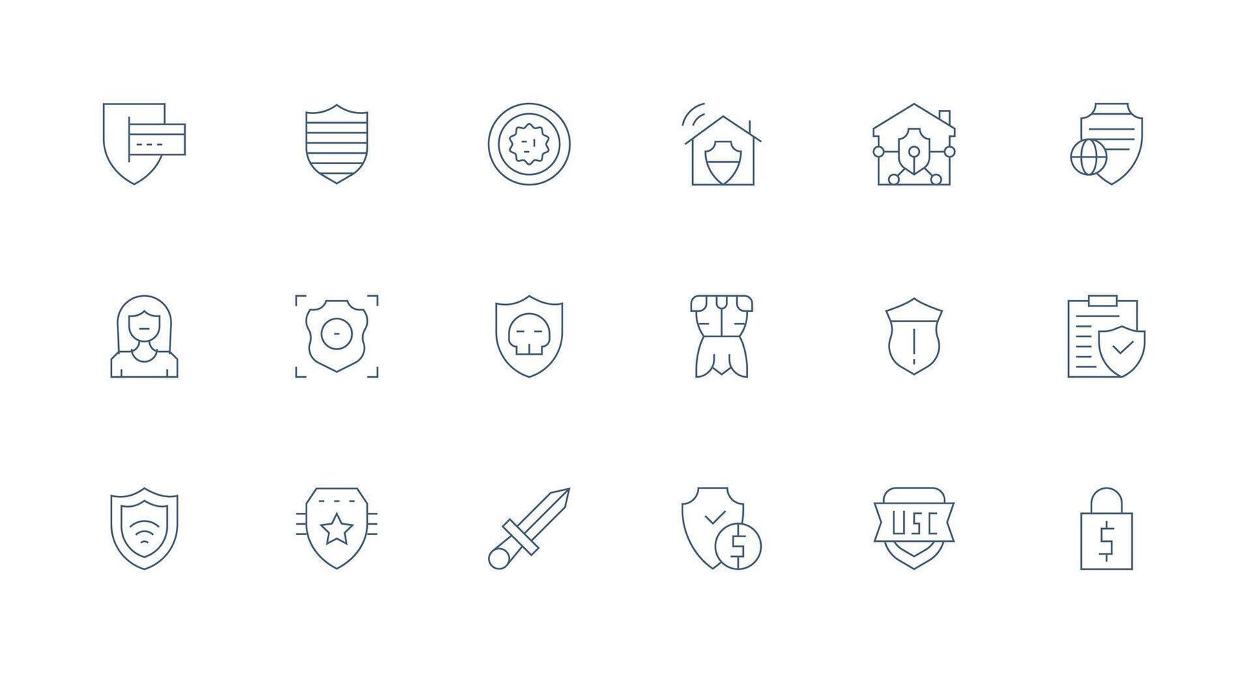 Minimal Line Icons from Shield Set with 18 Vectors Sharp Icons for Presentations