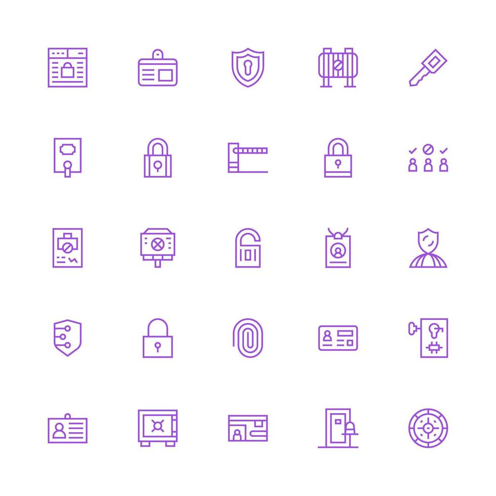 25 Medium Stroke Outline Icons for Access Control Graphics Icon Pack for UI vector