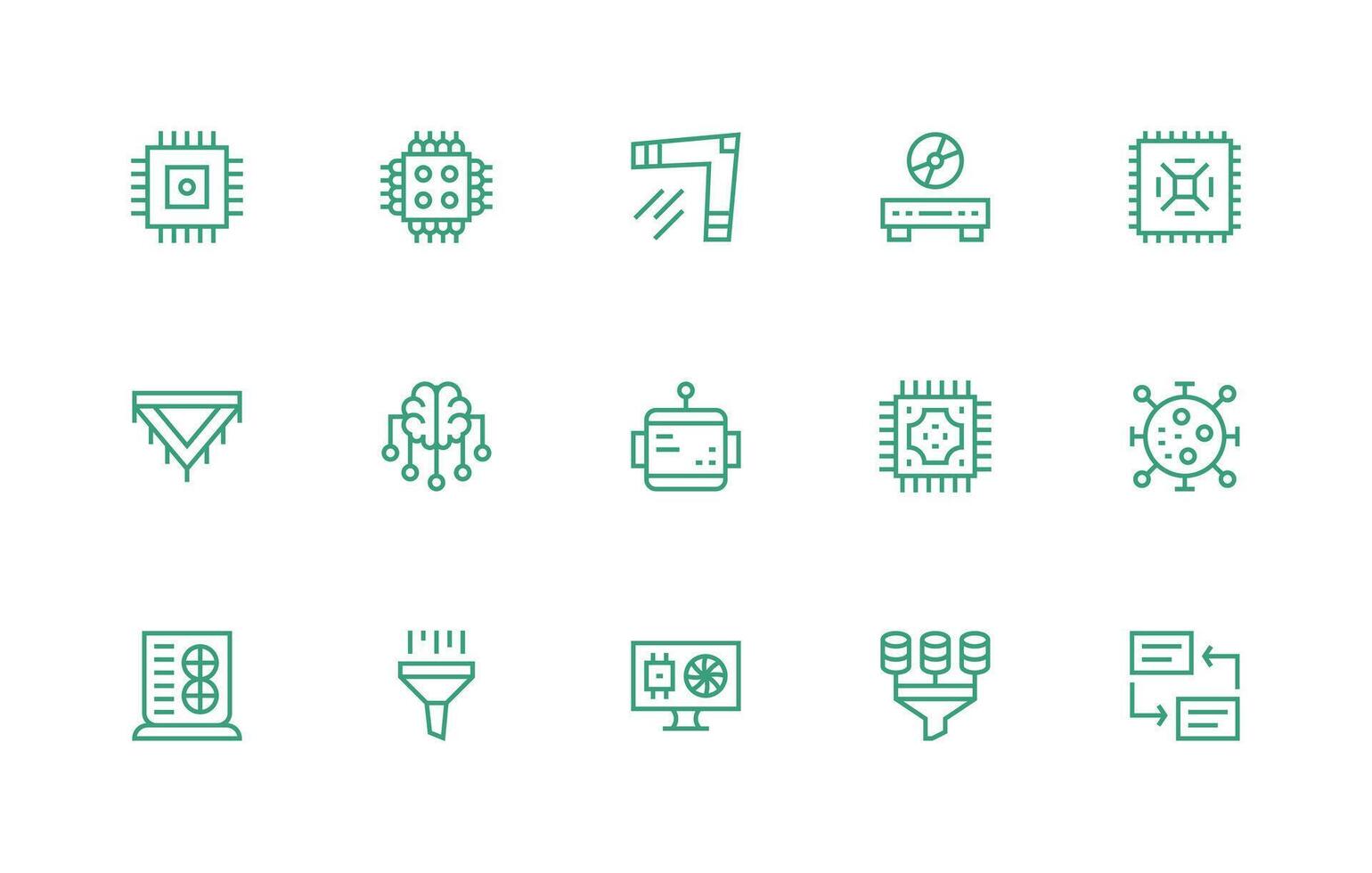 Regular Line Icons from Data Processing Set with 15 Vectors Reusable Icon Set