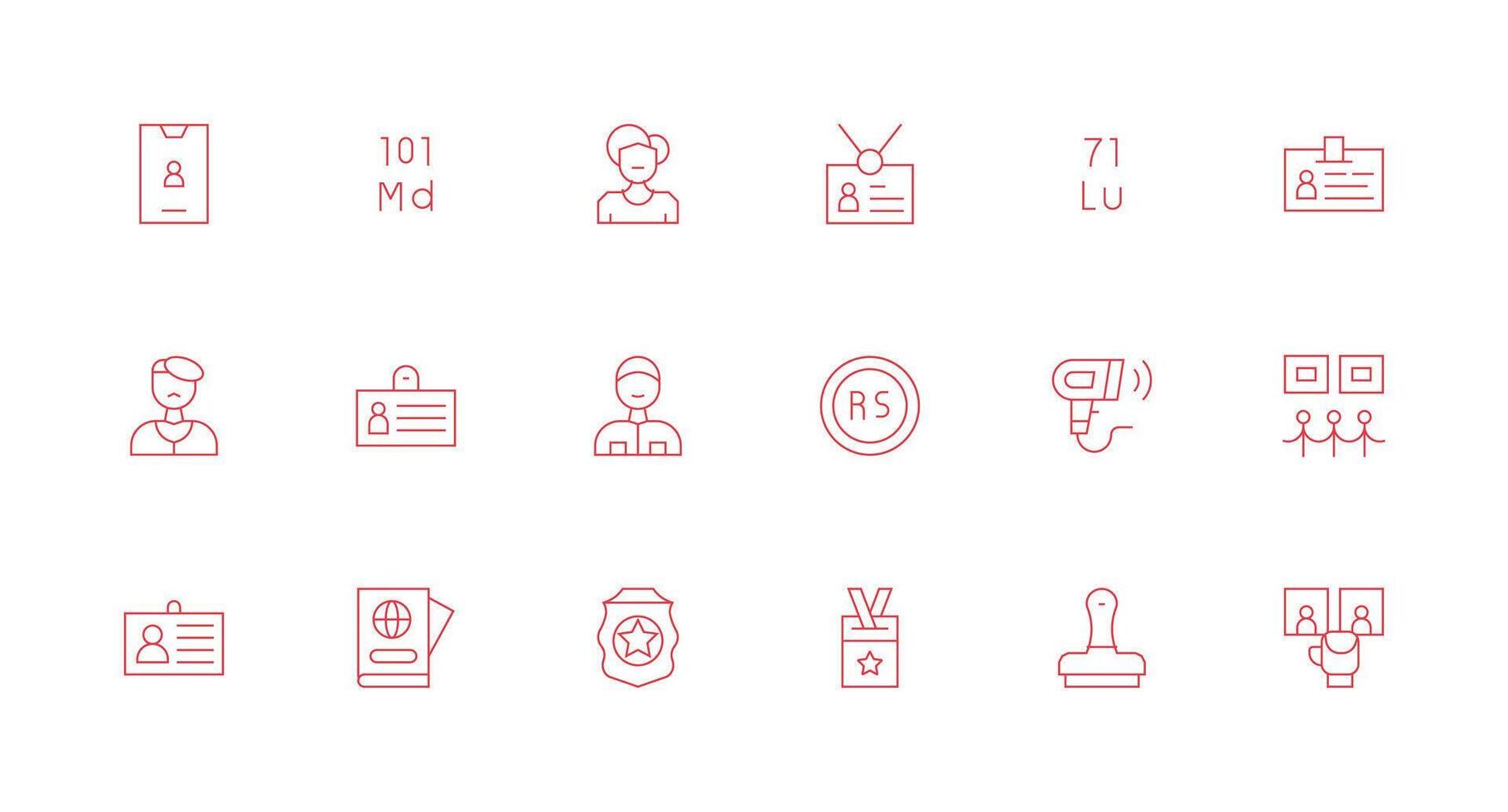 Identification Icon Collection with 18 Minimal Line Designs Clean Icon Set Icon Pack for UI Projects vector
