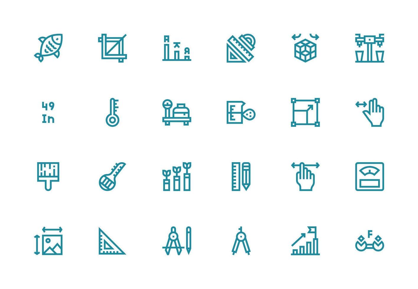 Scale Visual Pack containing 24 Thick Line Line Icons Fully Editable Icon Set for Web vector