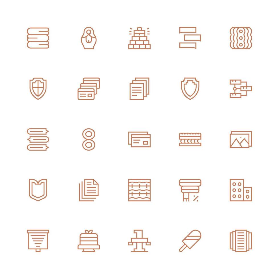Medium Stroke Outline Style Layered Icons with 25 Vectors Multi-Style Icons for Creative Projects