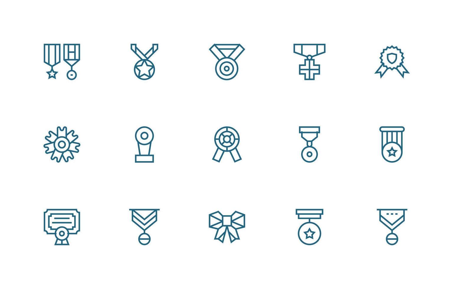 15 Regular Line Icons for Commendation Graphics Essential Icon Set for Teams vector