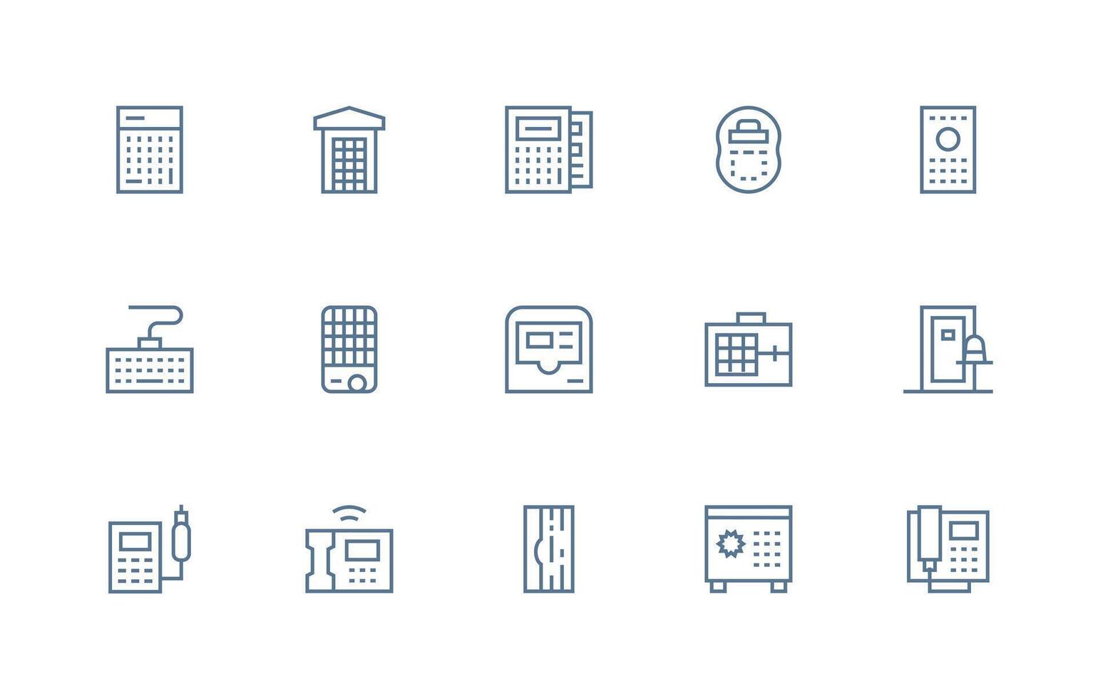 regular línea íconos desde teclado conjunto con 15 vectores web icono colección