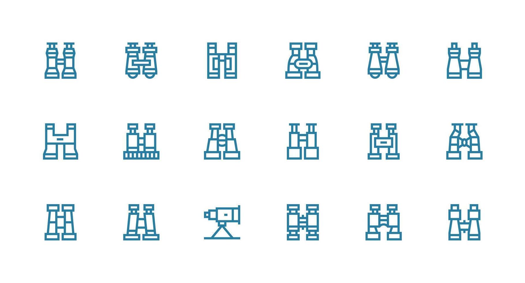 Spotting Scope Visual Pack containing 18 Strong Stroke Line Icons Simple Icons for Interface and Wireframes vector