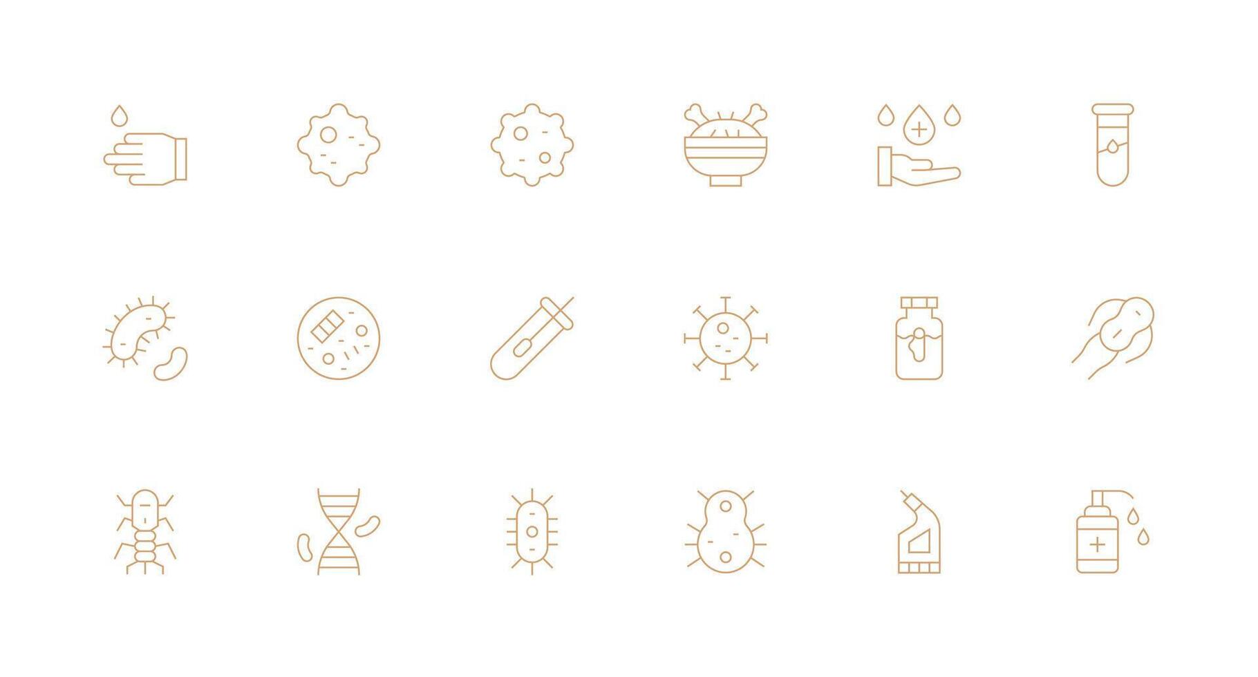Bacteria Visual Pack containing 18 Minimal Line Icons Essential Icons for Rapid UI Building vector