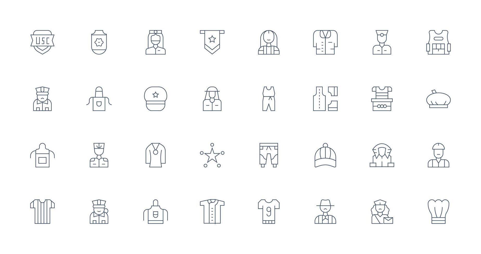Uniform featuring 32 Icons in Thin Line Design Multi-Style Icons for Creative Projects vector