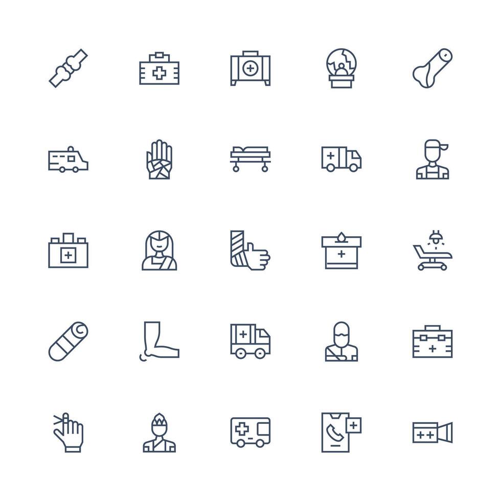 Trauma featuring 25 Icons in Medium Stroke Outline Design Core Icon Collection for Daily Tasks vector