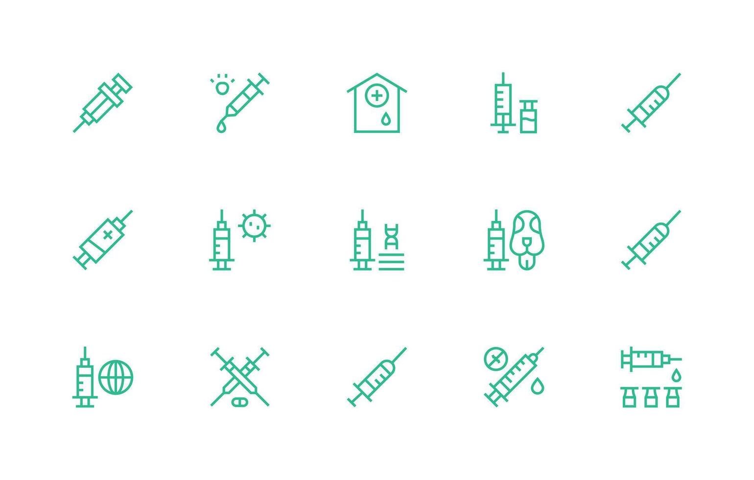 Vaccination Design Icons featuring 15 in Regular Line Style Minimal Icon Set for Interface Projects vector