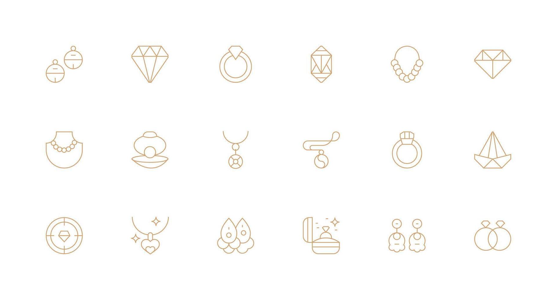 18 Minimal Line Vectors for Gemstone Theme Simple Icons for Interface and Wireframes