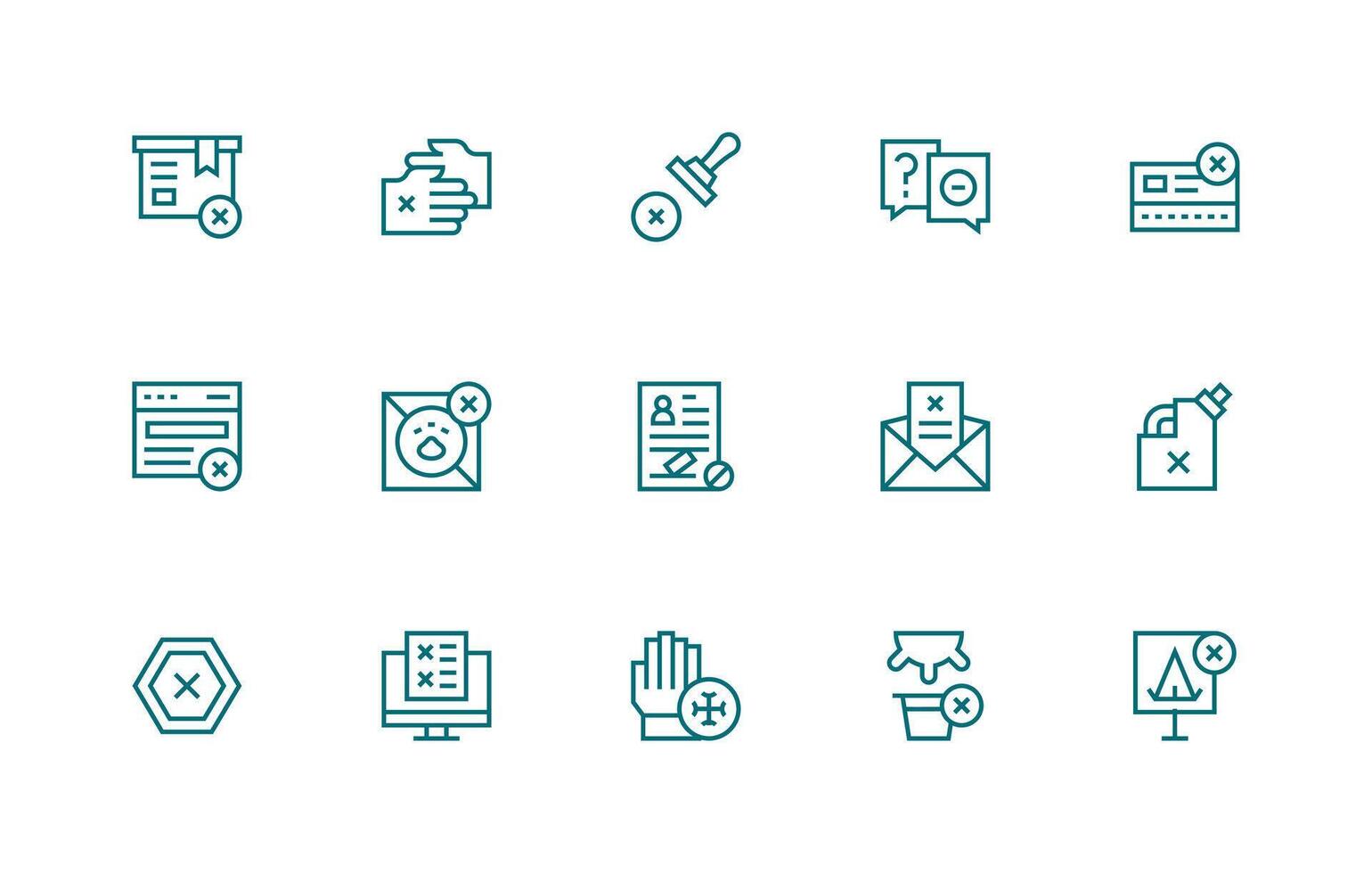 Not Accepted featuring 15 Icons in Regular Line Design Standard Icon Pack vector