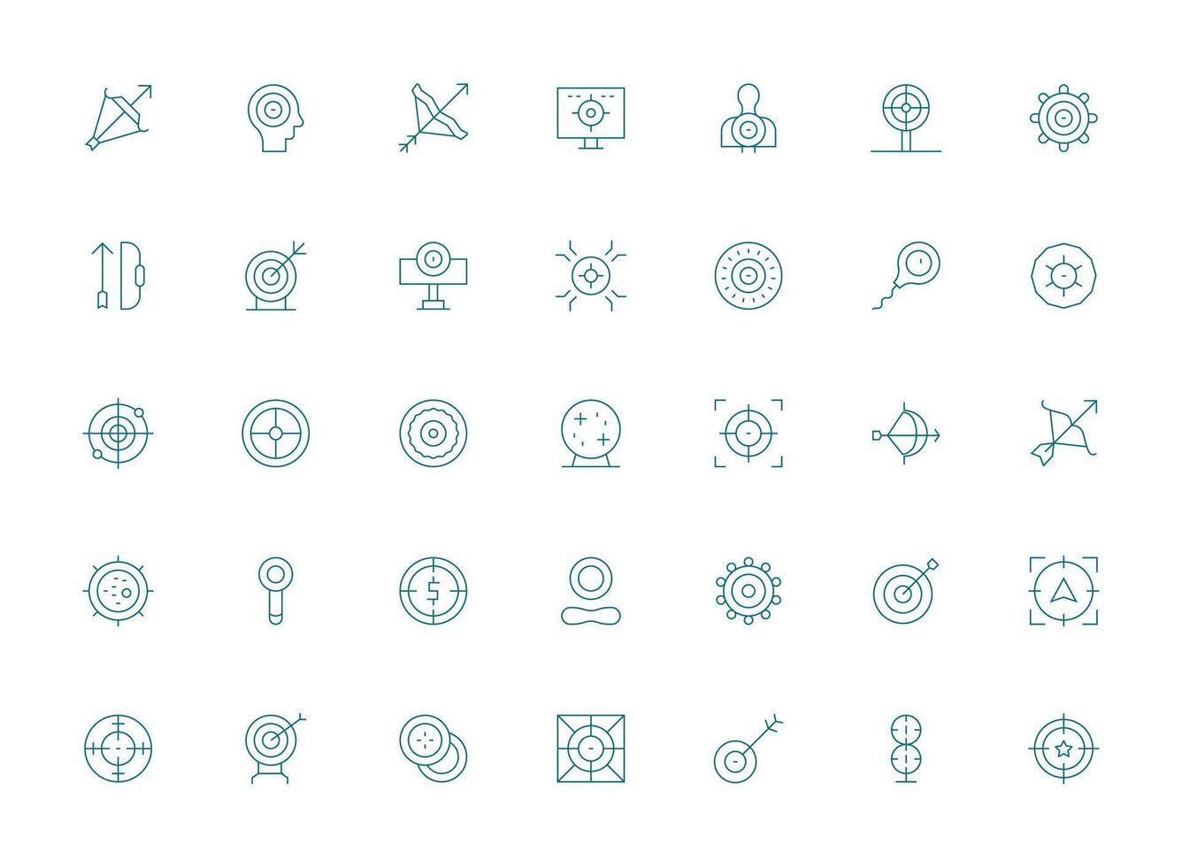 Aim Set with 35 Light Line Icons Scalable Icons for Cross-Platform Interfaces vector