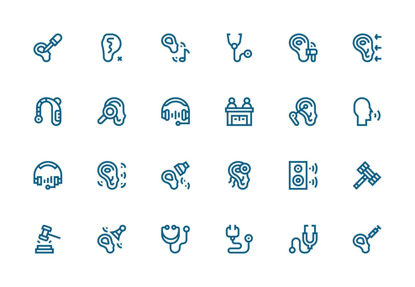 Thick Line Line Style Hearing Icons with 24 Vectors Minimal Icon Set for Interface Projects