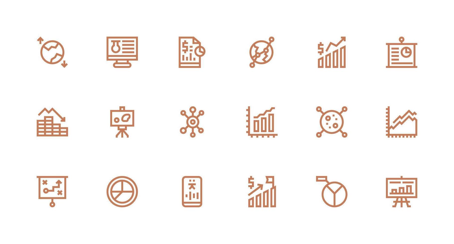 Strong Stroke Line Style Graph Icons with 18 Vectors Web Icon Collection