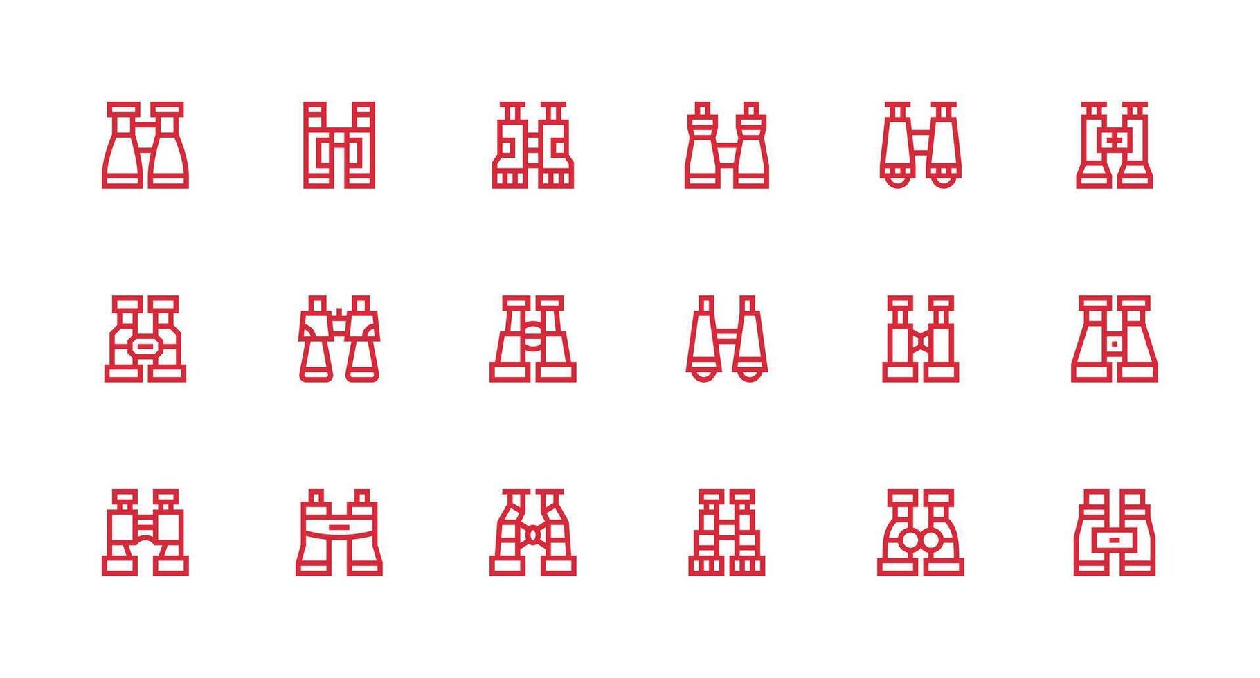 18 Strong Stroke Line Icons for Spotting Scope Graphics Icon Set for Projects vector
