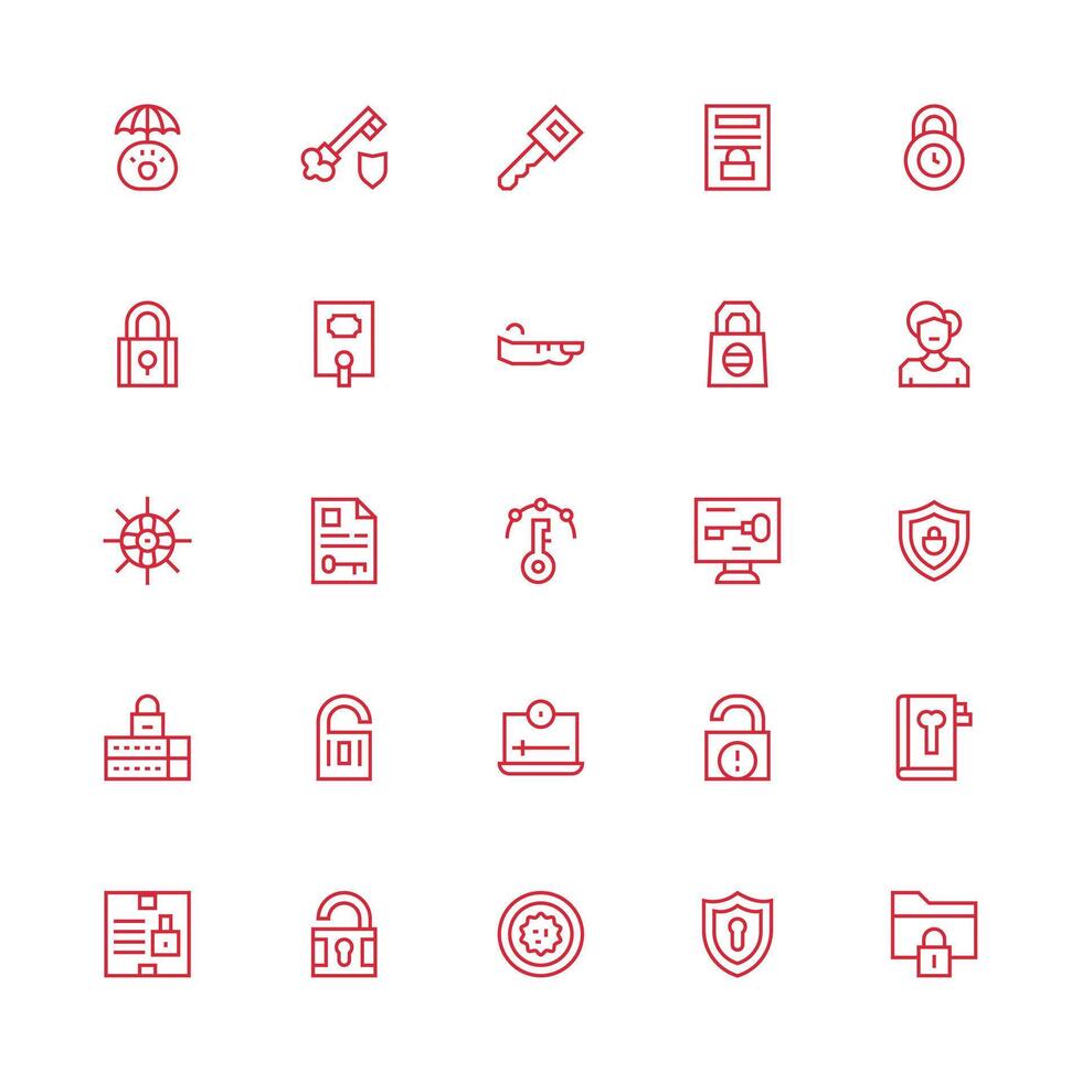 Medium Stroke Outline Icons from Password Set with 25 Vectors Organized Pack for Project Assets