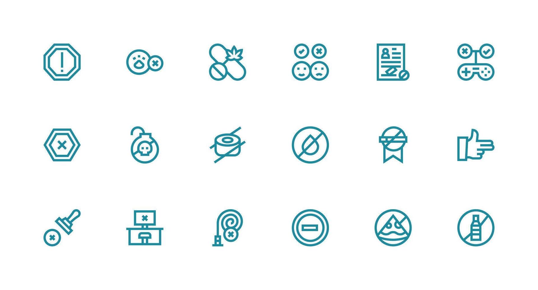 18 Strong Stroke Line Icons for No Graphics Quick Access Icons for UI Development vector