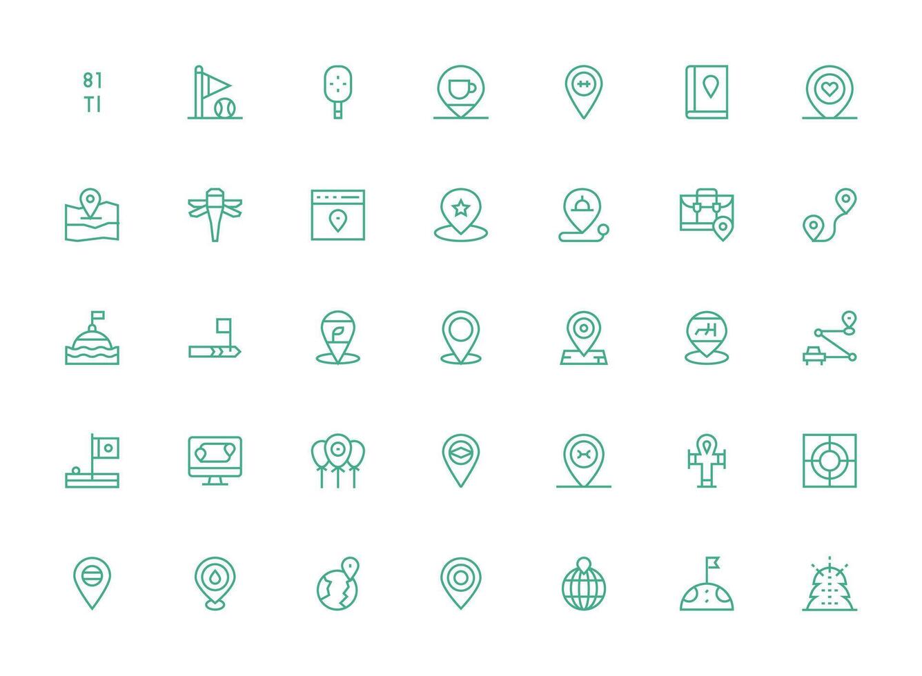 Marker featuring 35 Icons in Regular Clean Line Design Complete Icon Bundle for Web Design vector