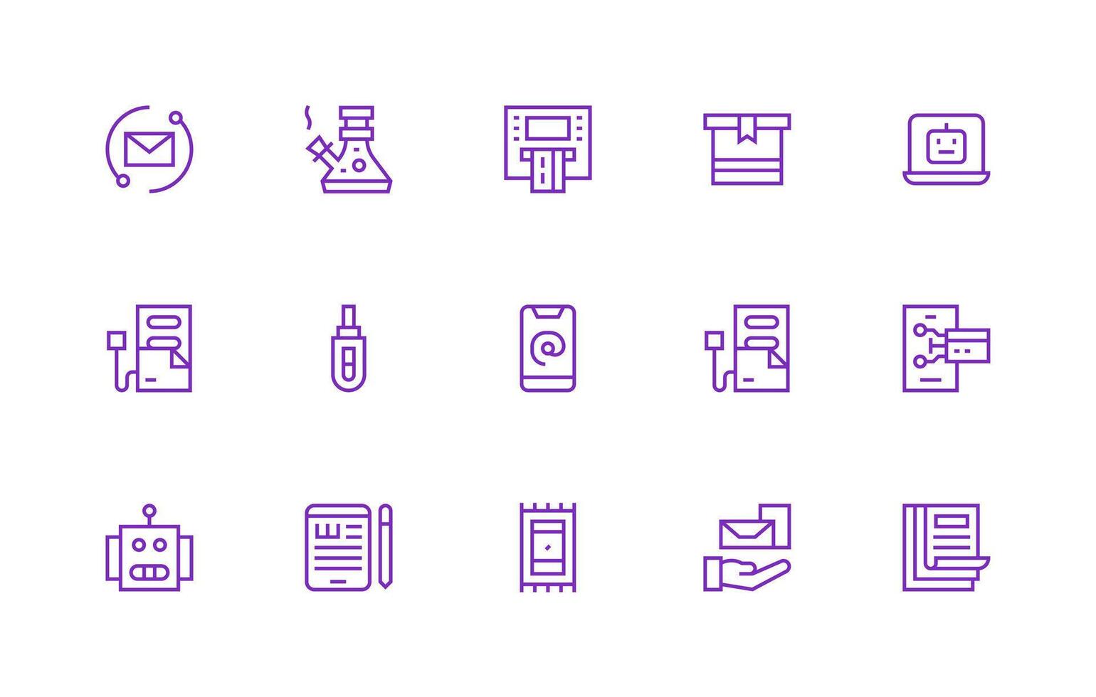 Electronic featuring 15 Icons in Regular Line Design Layout Icon Collection vector