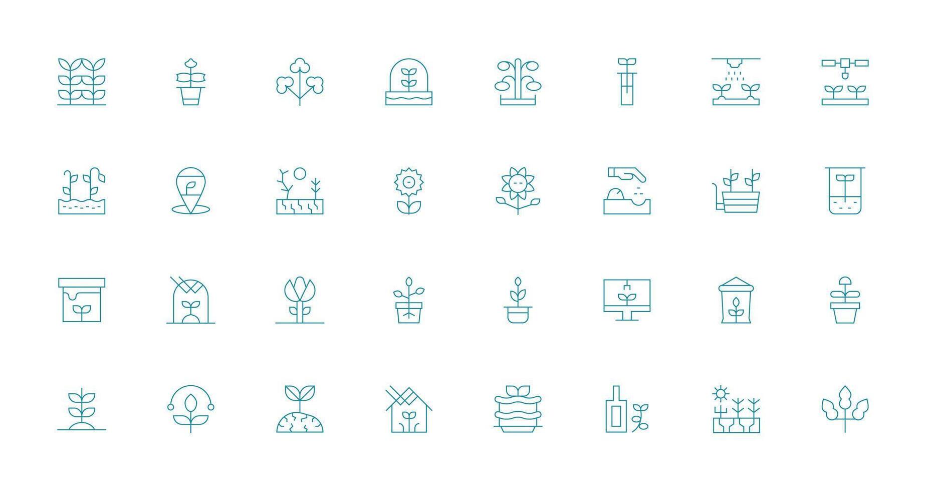 Seedling including 32 Thin Line Illustrations Icon Set for Web vector