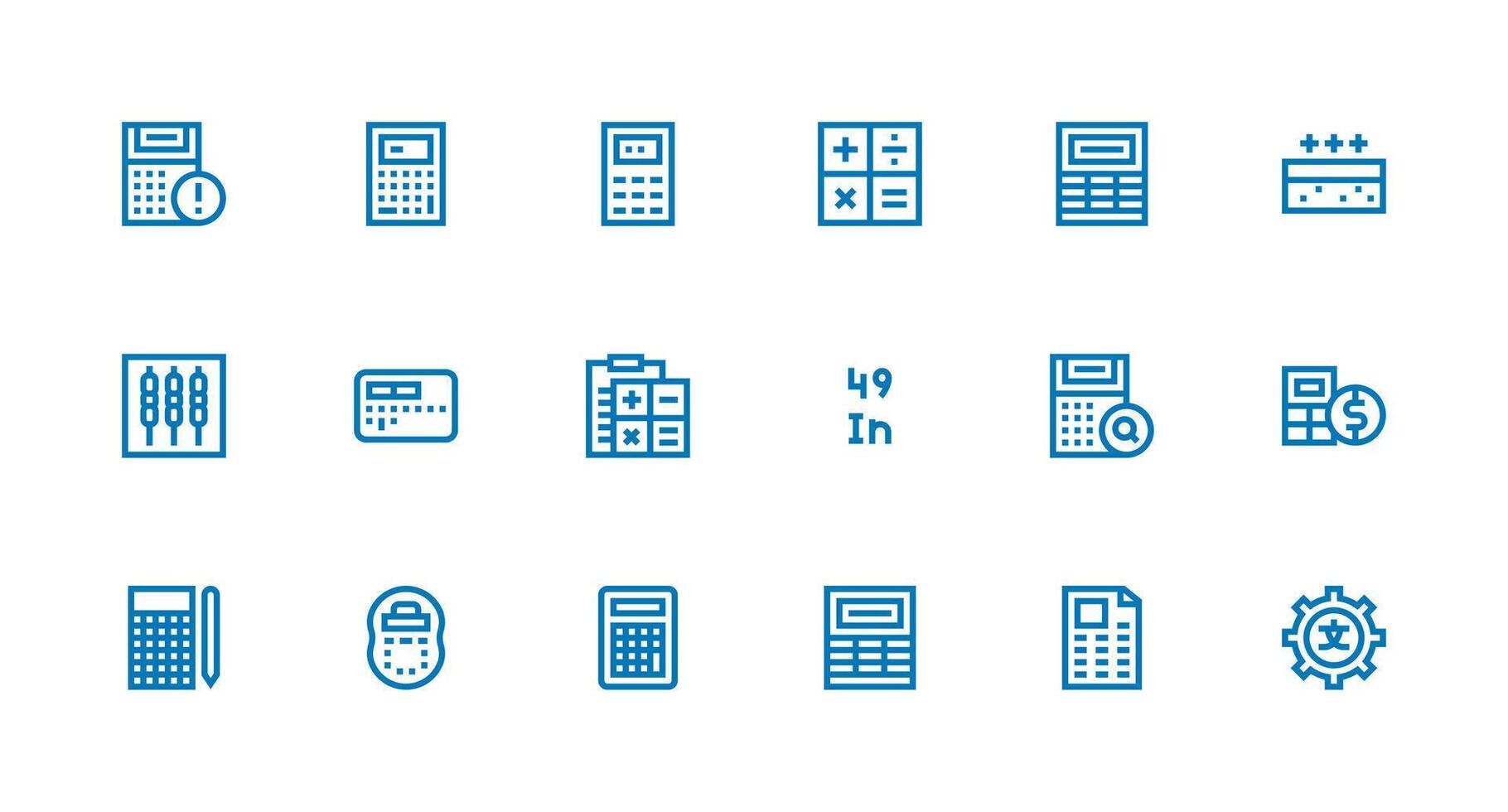 Strong Stroke Line Style Calculation Icons with 18 Vectors Simple Icons for Interface and Wireframes