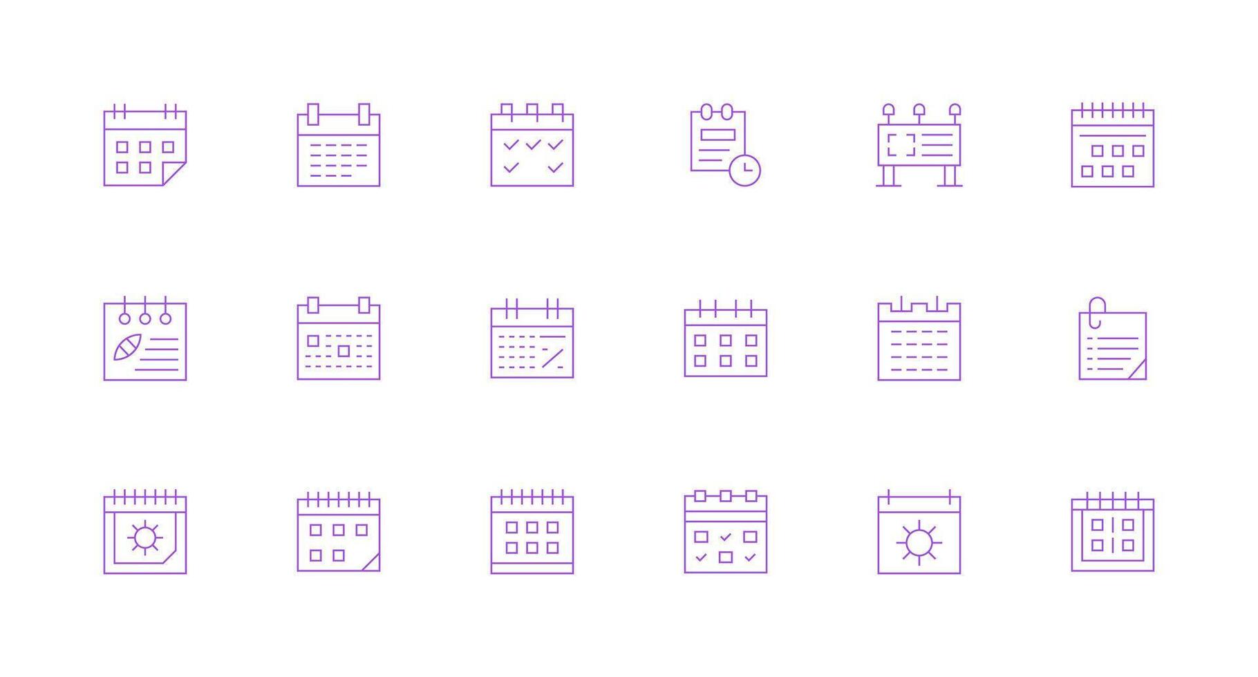 Reminders Visual Pack containing 18 Minimal Line Icons Simple Icons for Interface and Wireframes vector