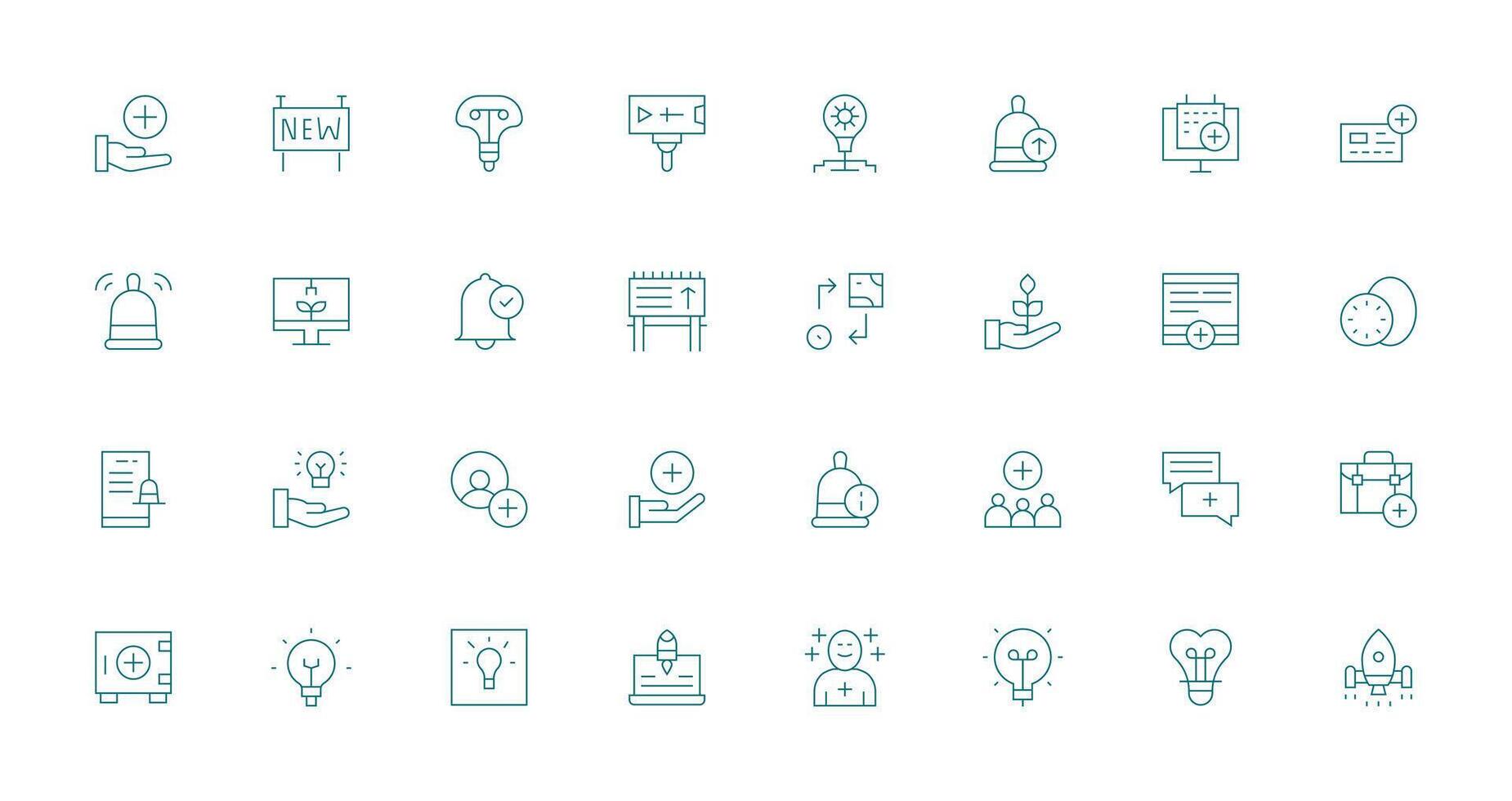 New Visual Pack containing 32 Thin Line Icons UI and UX Focused Icon Collection vector