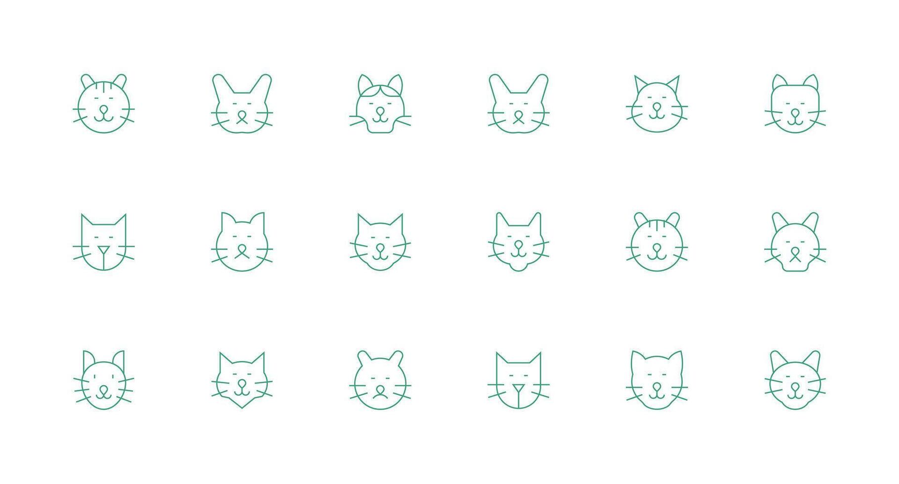 18 Minimal Line Icons for Feline Graphics Web and App Icon Pack Collection vector