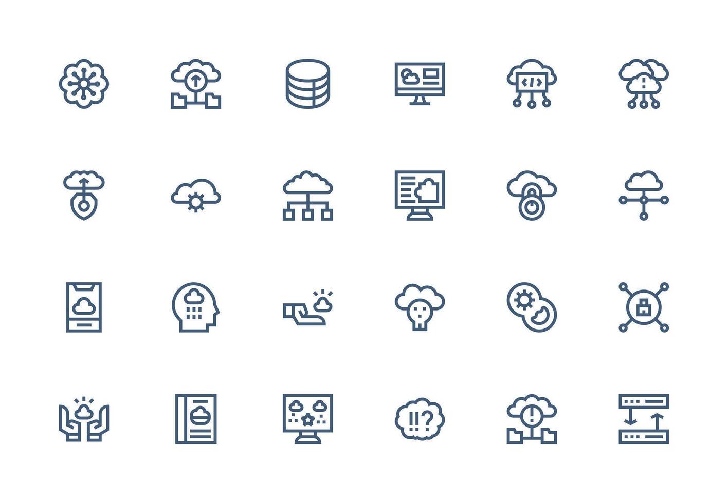 Cloud Computing Visual Pack containing 24 Thick Line Line Icons Essential Icons for Rapid UI Building vector
